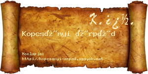 Kopcsányi Árpád névjegykártya