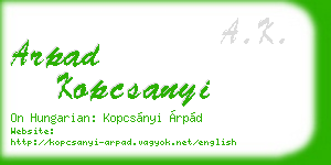 arpad kopcsanyi business card