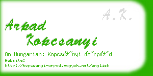 arpad kopcsanyi business card